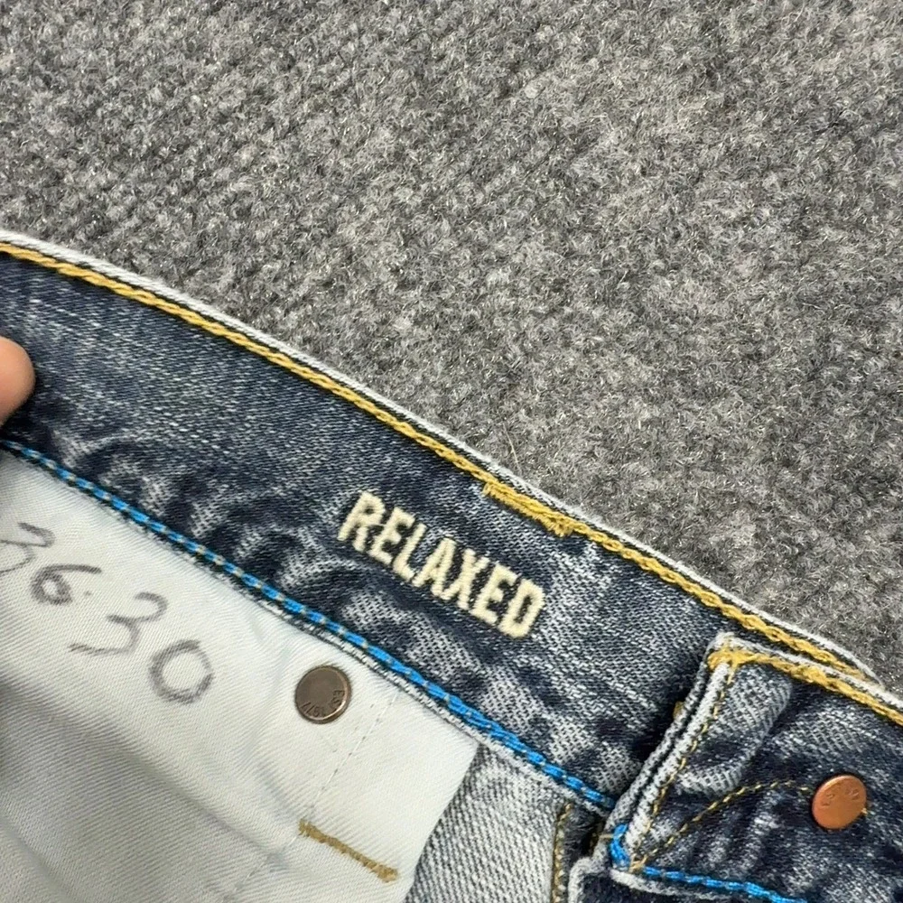 American Eagle Jeans Mens 36x30 Blue Cotton Relaxed Fit Distressed Casual Style